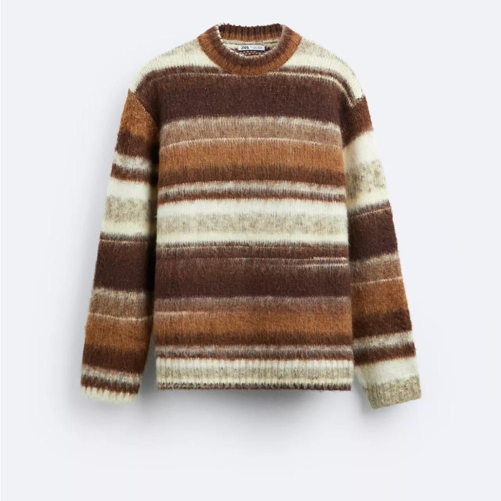 Zara Oversized Textured Striped Sweater - Medium